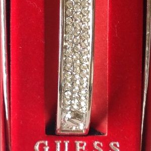 New Guess silver & rhinestone nameplate bracelet